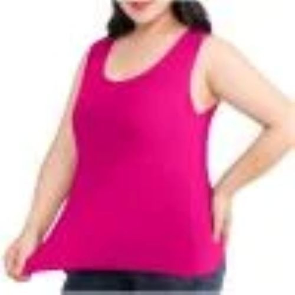 Women 16 Sleeveless Base Layer Pink Crepe Tunic Top Resort Work Lagun Leisure
